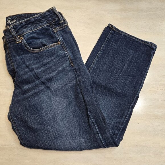 American Eagle Jeans Boy Fit Womens 10 Mid rise Stretch Cropped Dark Wash‎ Y2K - Picture 11 of 11